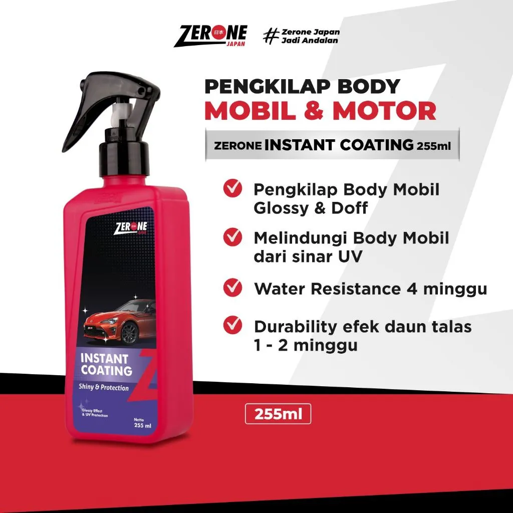 Zerone Japan Kit Pengkilap Body Mobil Motor Instan Coating Nano Ceramic 255 ml