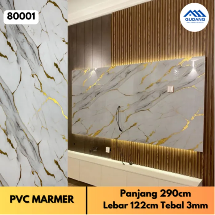 PVC Marmer Panel Motif Corak Marble Backdrop Glossy 290cm dan 244cm High Quality DEKORASI DINDING