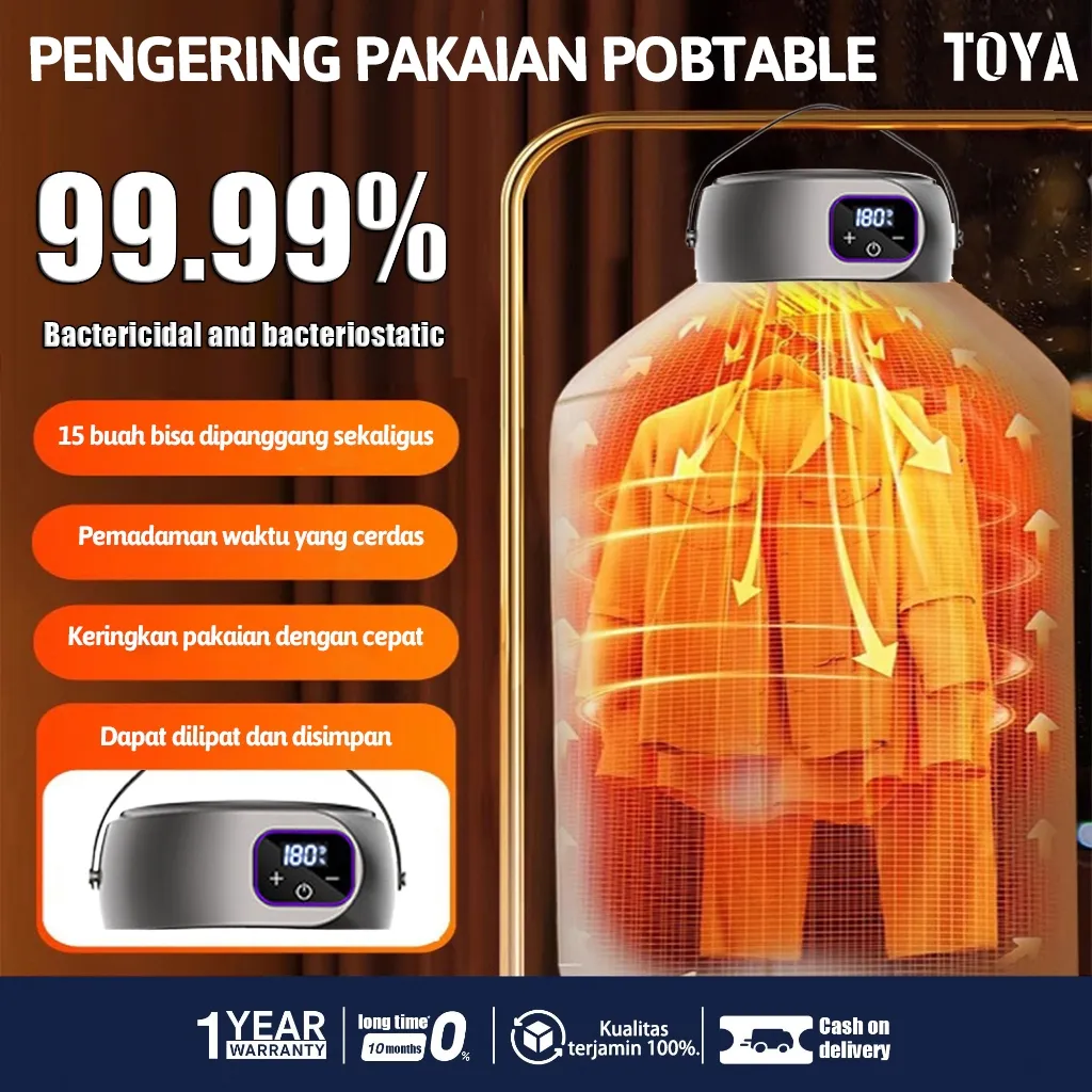 TOYA 2025 Mesin Pengering Pakaian Portabel  Pemanas Pengering Pakaian Lipat Listrik Pengering Otomatis Untuk Pakaian