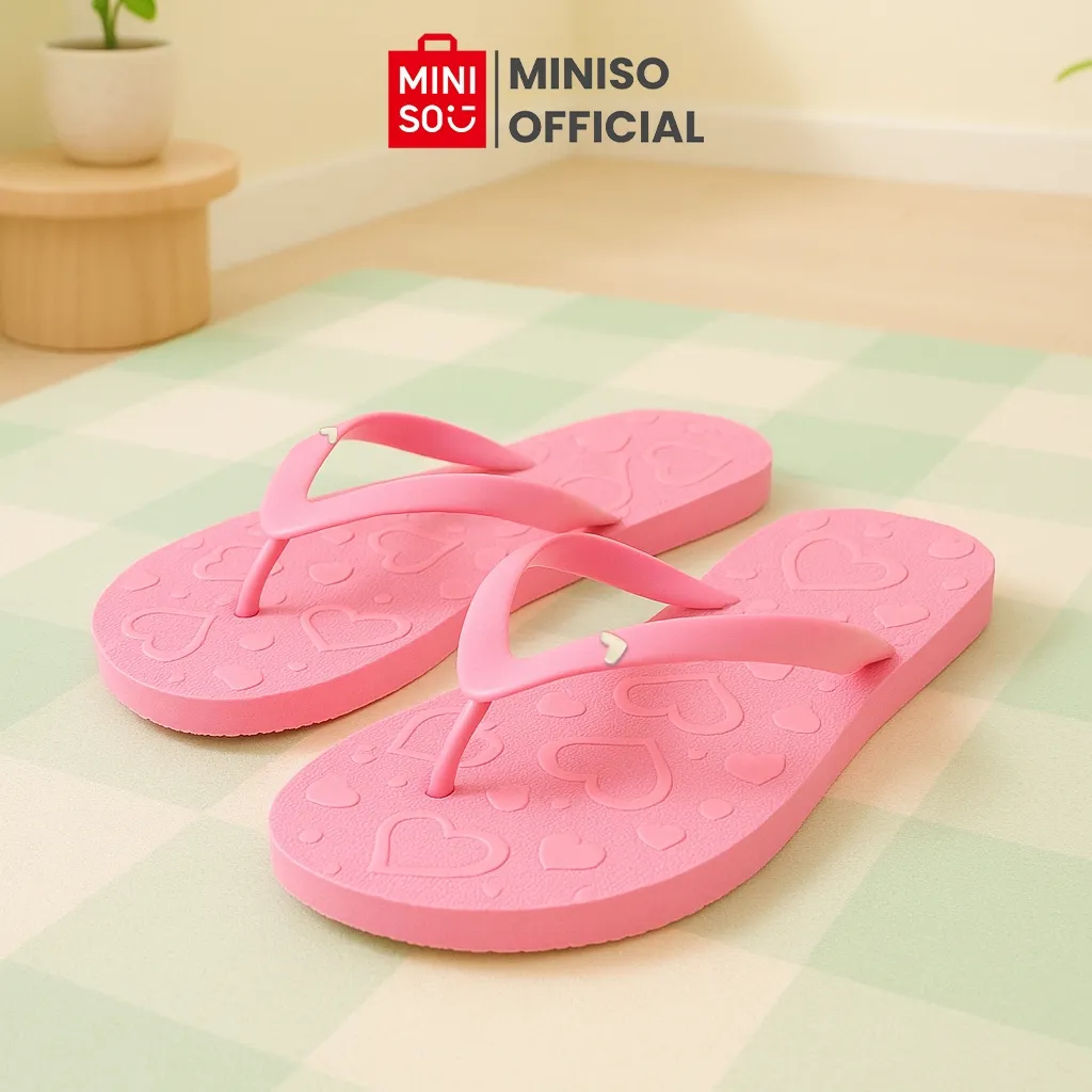 Miniso x Women's Flip-Flops Sweetheart Sendal Wanita Kekinian Sandal Wanita Sol Anti Slip Yang Menebal