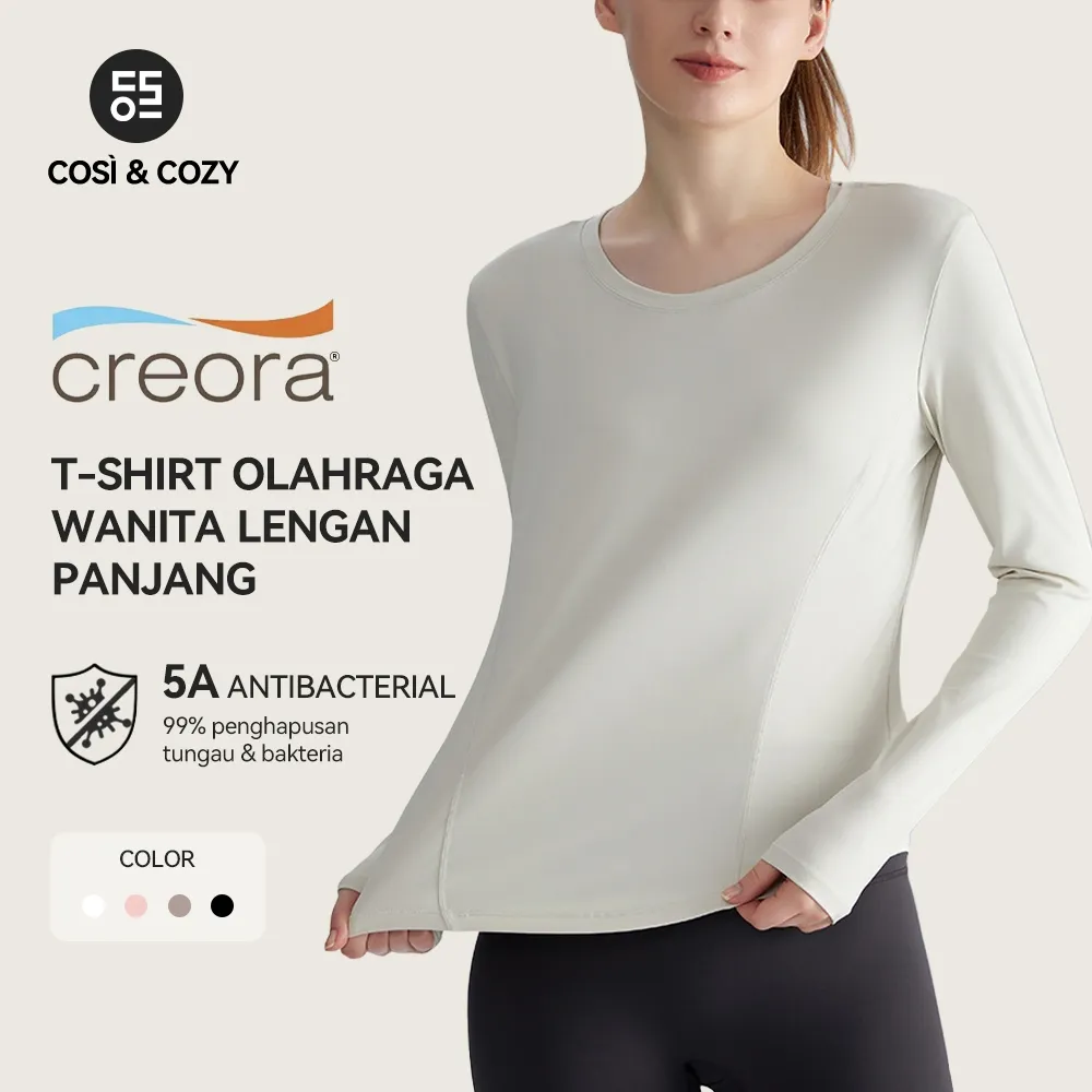 COSI COZY CREORA® Baju Olahraga Wanita kaos Lengan Panjang baju gym wanita