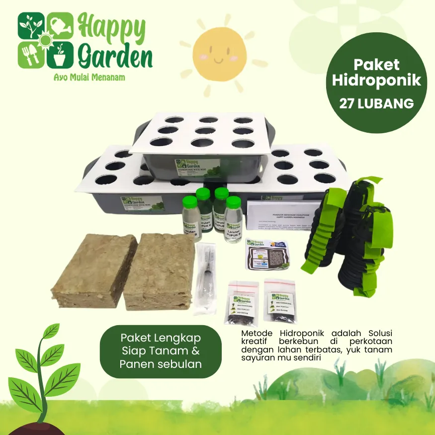 PAKET HIDROPONIK WICK 9 LUBANG 3 BAK LENGKAP PAKET SUPER HEMAT