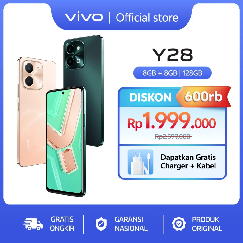 vivo Y28 (8/128) - 44W FlashCharge+6000mAH, Dynamic Design, Dual Speaker + 300% Audio
