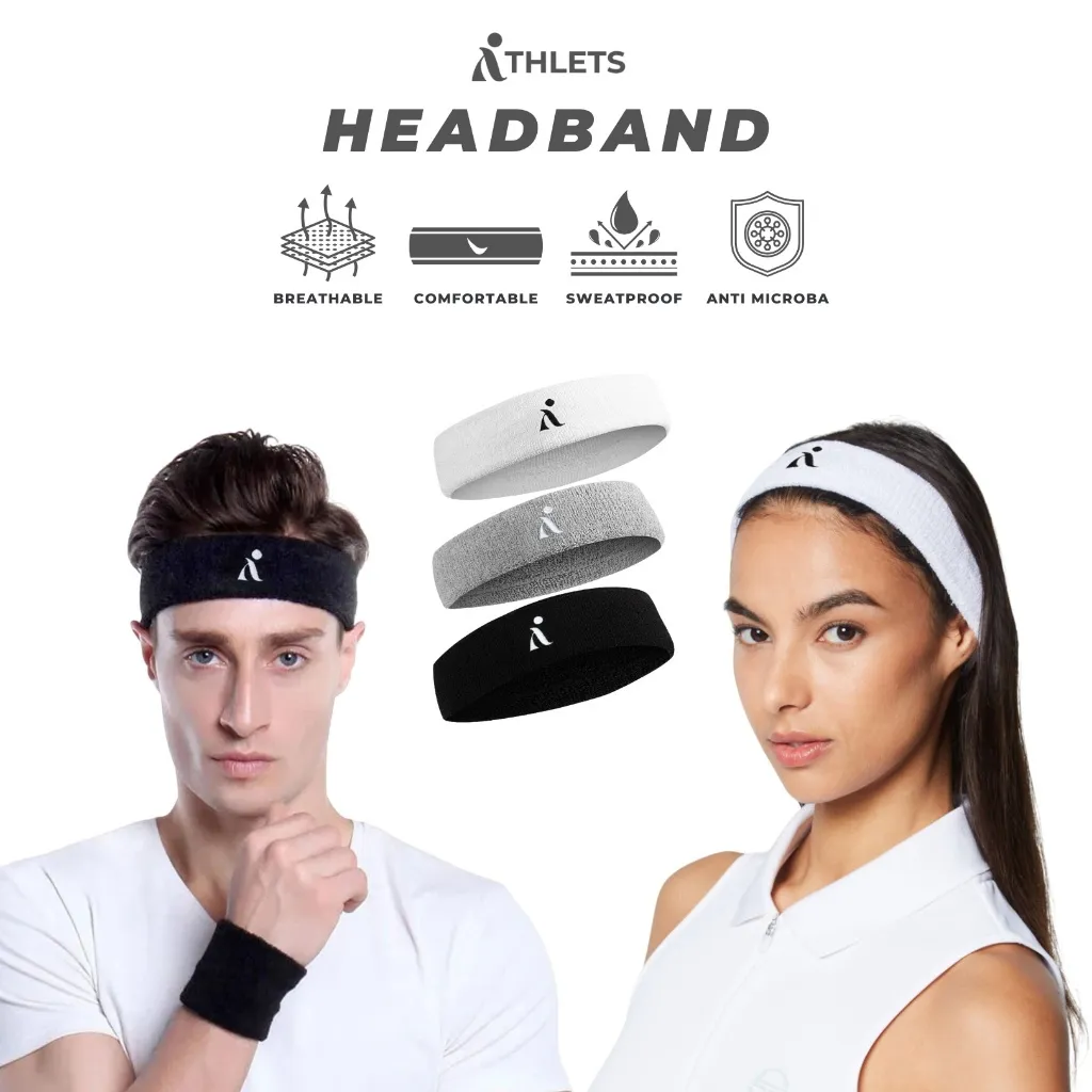 ATHLETS Headband | Ikat Kepala Olahraga | Sports Head Band Gym Fitness