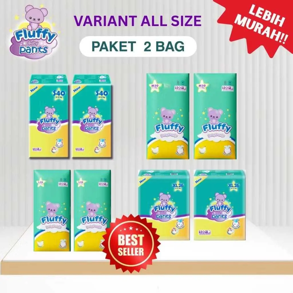 FLUFFY PANTS PAKET 2 BAG popok bayi celana pants baby diapers murah promo