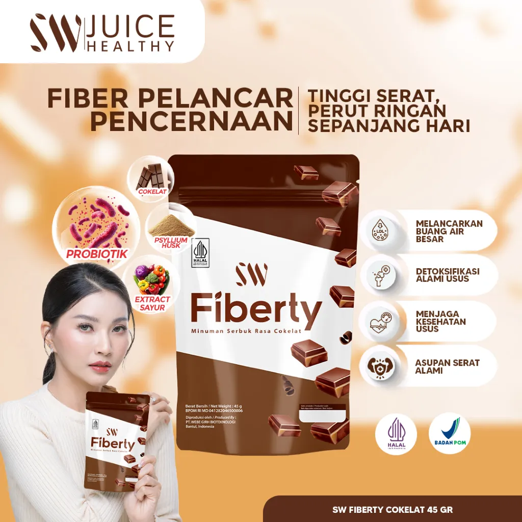 [ Cokelat Rendah Gula 45gr ] SW Sarwendah Fiberty - Pelangsing Badan Melancarkan Pencernaan