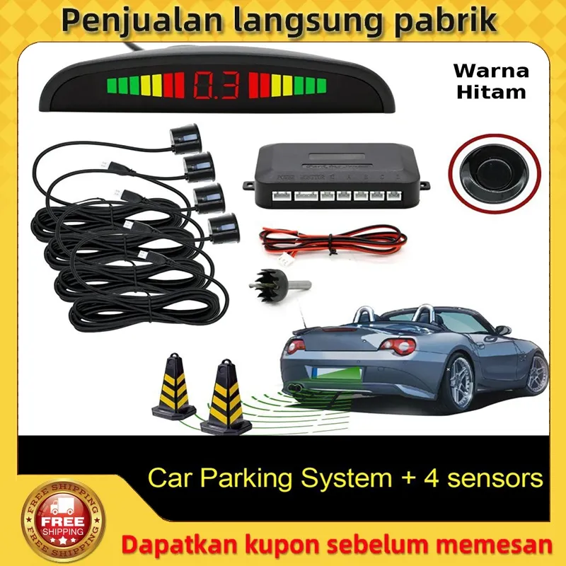 Langsung Kirim | Sensor Parkir Mundur Mobil 4 Titik Mata Audio Suara + LED Display / Sensor Parking