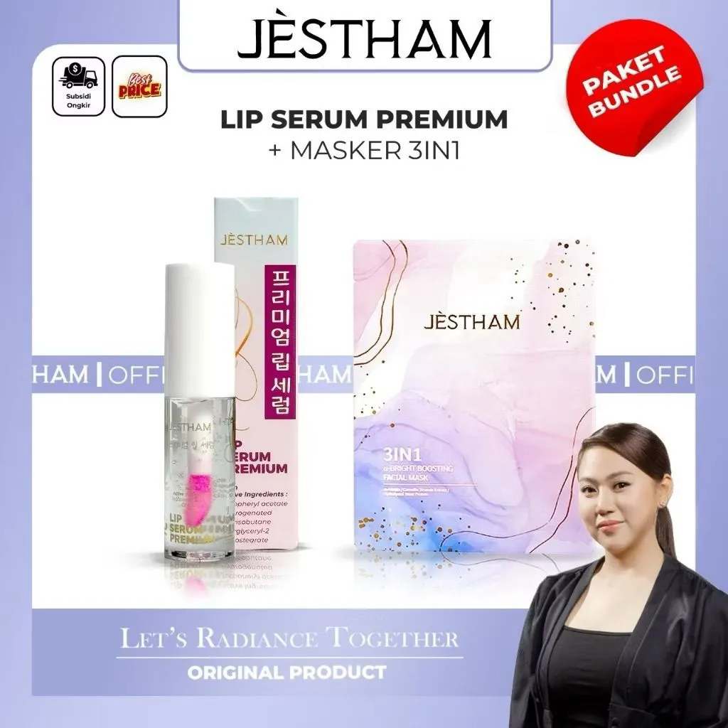 Jestham Lip Serum Premium Plus Masker Sheet Mask Pink (serum bibir)