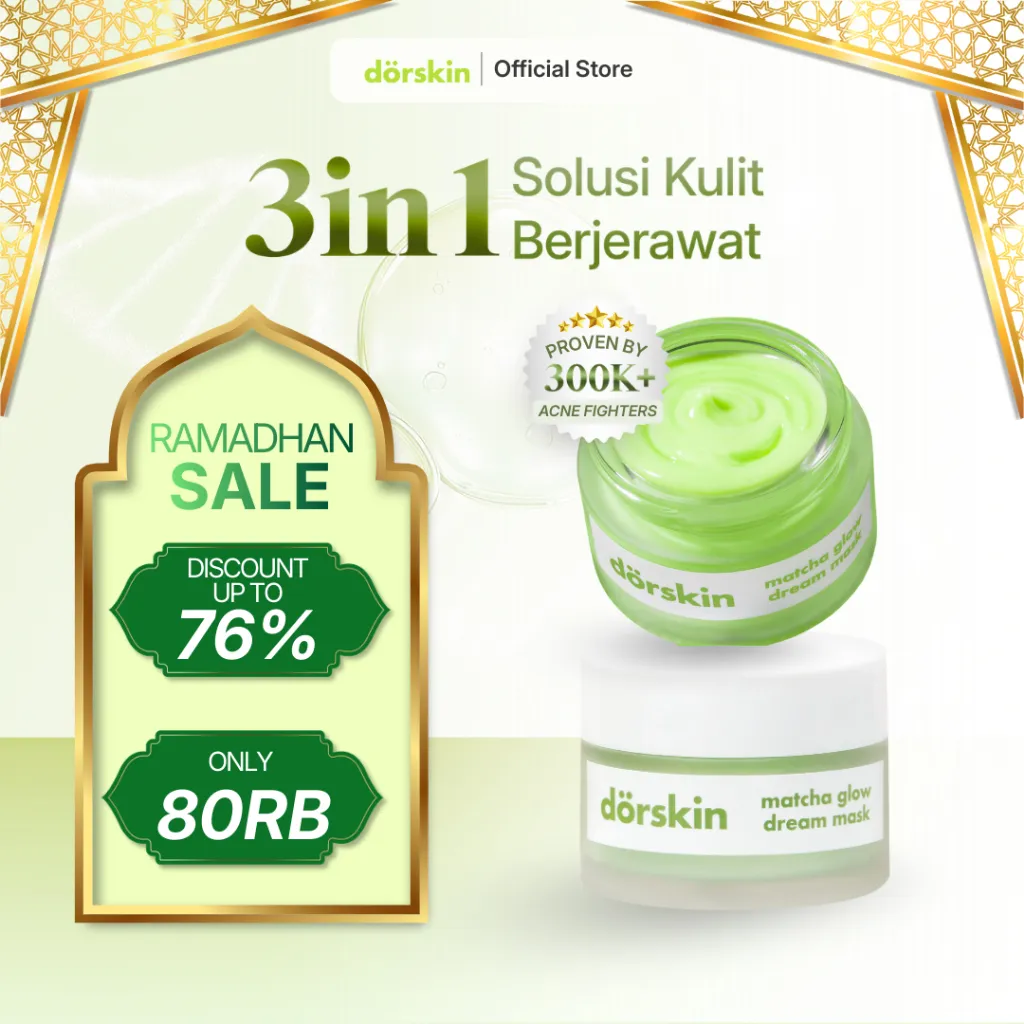 [FLASH SALE] Dorskin Matcha Glow Dream Mask Moisturizer - Multifungsi Tuntas Jerawat Pelembap Sleeping Mask dan Totol Jerawat Bruntusan
