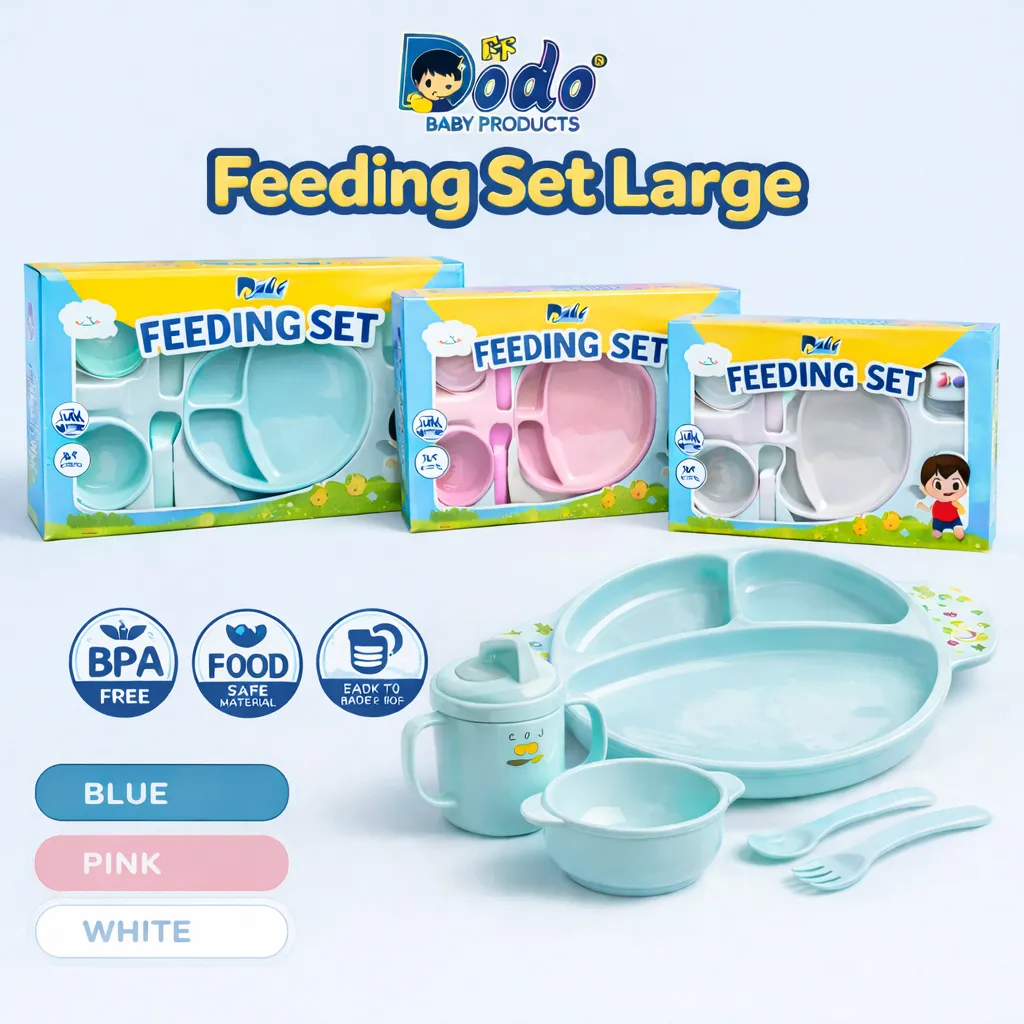 Dodo Feeding Set Anak 4in1 | Set Makan Piring Sekat Gelas Sendok | Hampers Hadiah