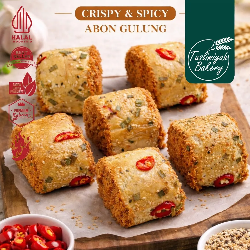 TASLIMIYAH BAKERY Floss Roll isi 5 /Abon Gulung / Roti Abon / Roti Isi / Cemilan / Roti Malang