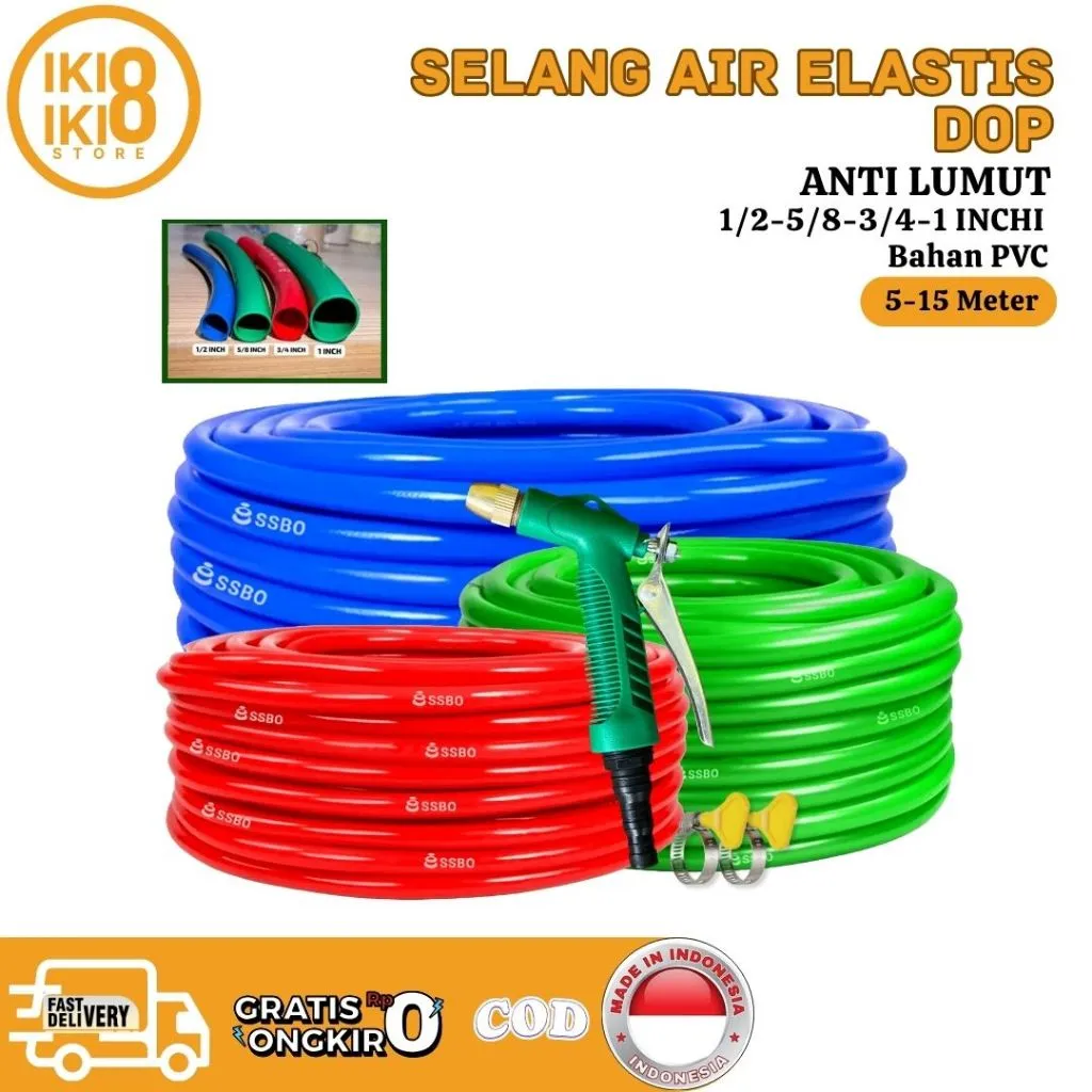 PROMO SELANG AIR ELASTIS / SELANG CUCI MOTOR 5M 10M 15M - 1/2 5/8 3/4 Inch - untuk Taman kendaran TERMURAH