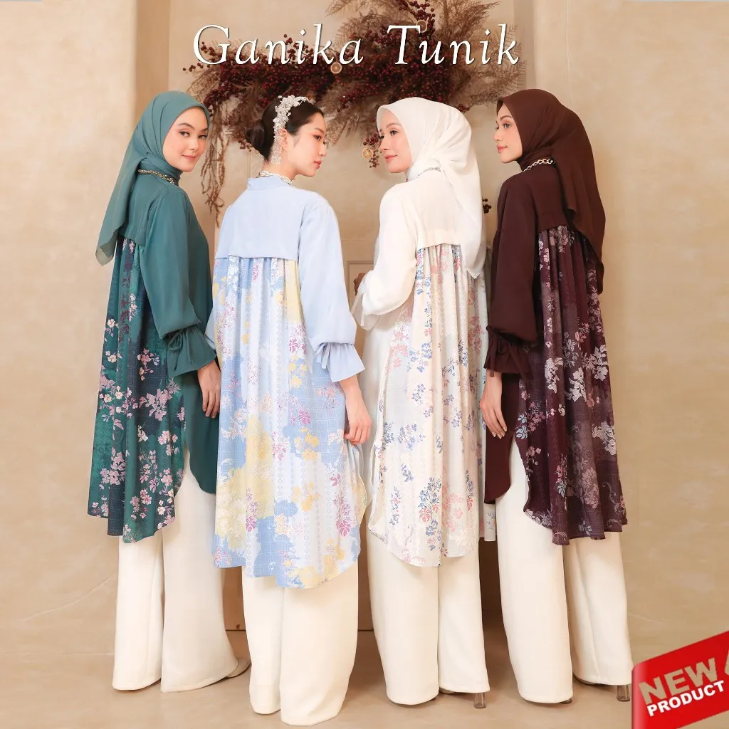 NUNA Ganika Tunik | Atasan Wanita Kemeja Katun Printing Busui