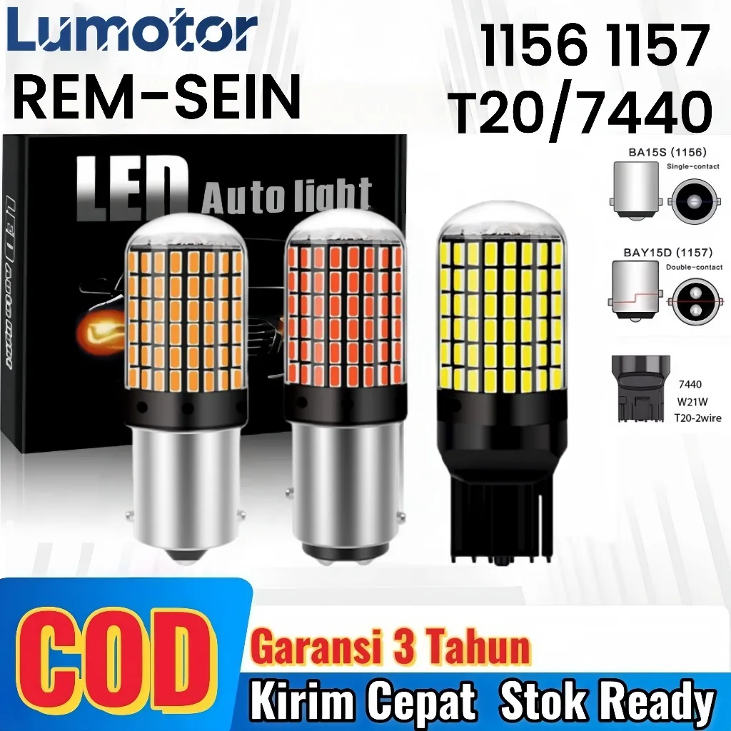 Lumotor-Lampu LED Sein & Rem Mundur Dajjal S25 1156 1157 T20 144 Mata - Super Terang, Awet