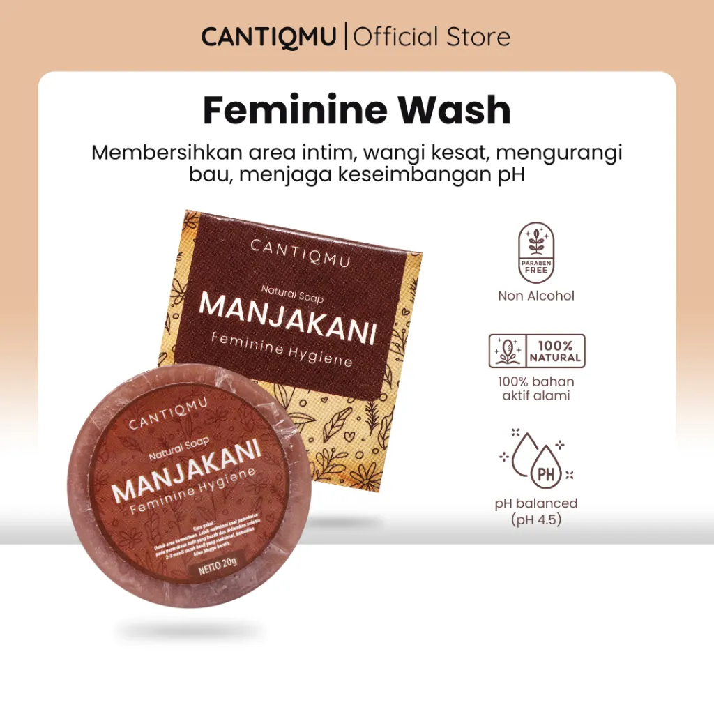 CANTIQMU Sabun Manjakani - Pembersih Area Kewanitaan Wangi Kesat & Segar Bebas Bau Tak Sedap BPOM