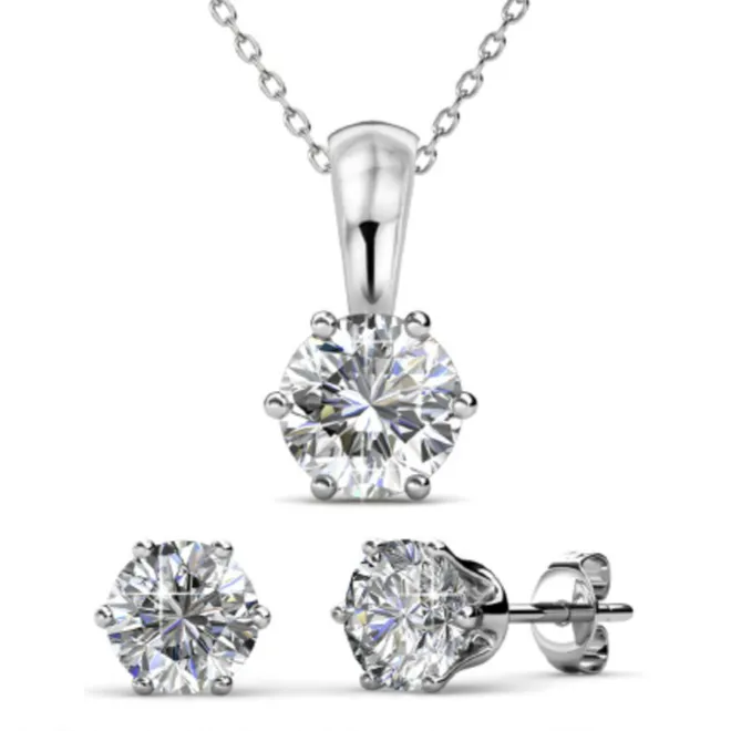 [ buy 1 Get 1 ]Birth Stone Pendant Get Birth Stone Earrings - kristal premium mewah berkilau lapis emas her jewellery