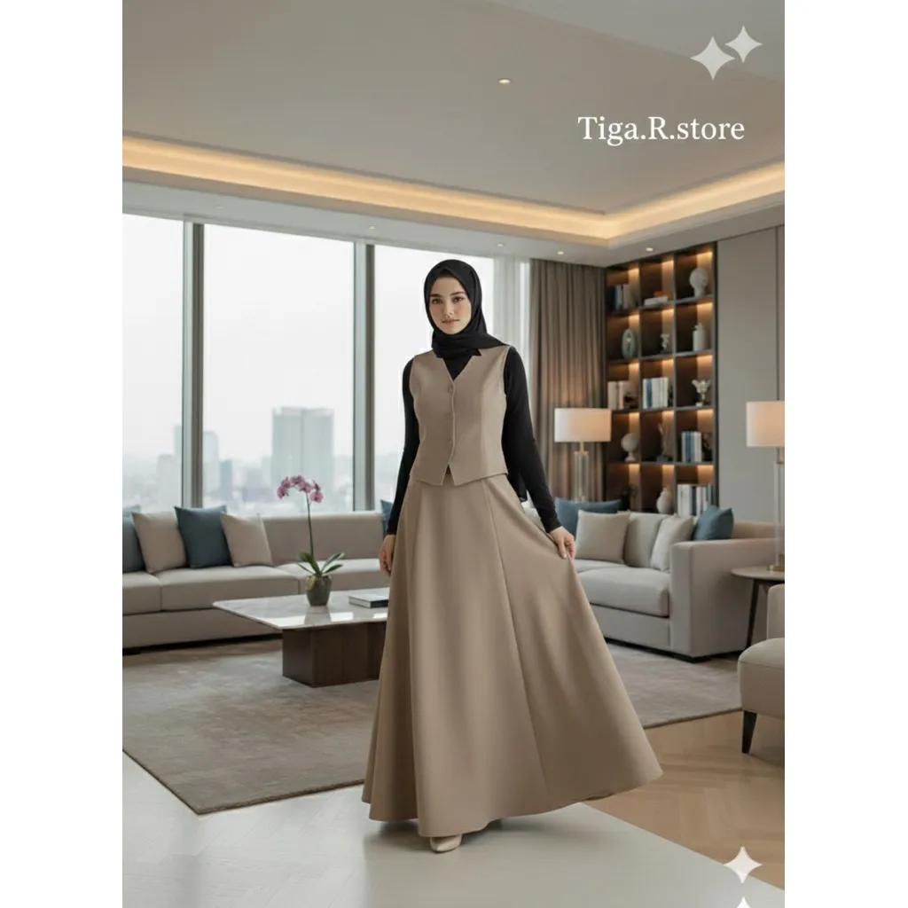 ONE SET ROMPI DAN ROK PAYUNG KEKINIAN SCUBA PREMIUM TEBAL DAN MELAR