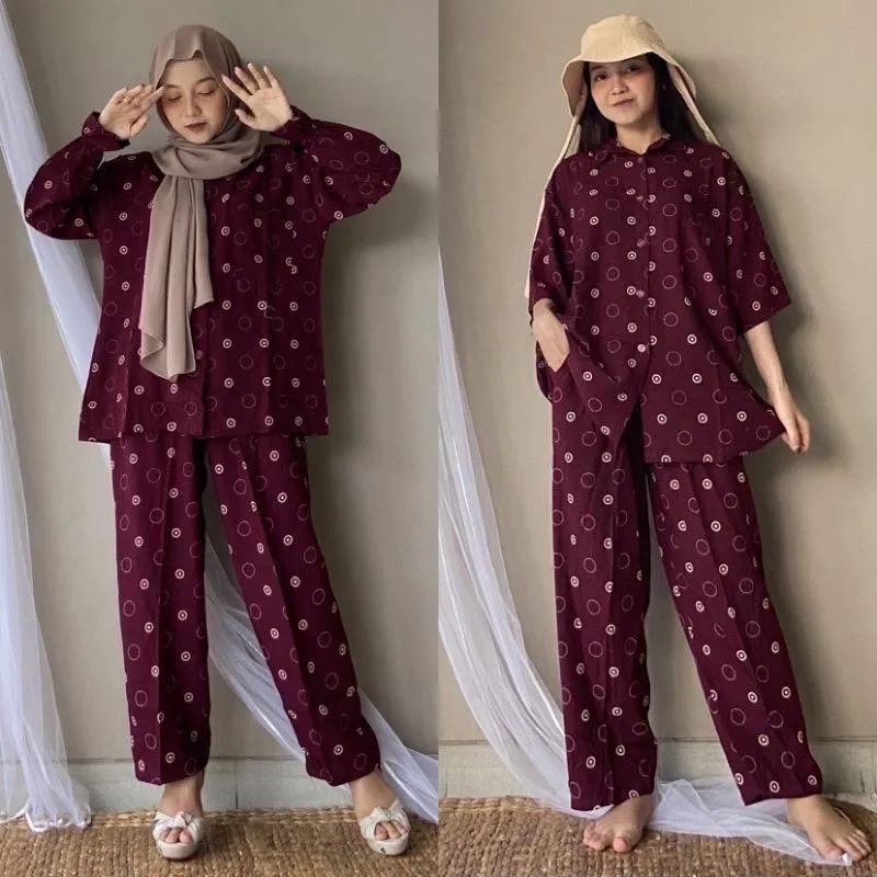 BAJU TIDUR ONE SET DAILY OOTD RAYON PIYAMA SETELAN KEKINIAN