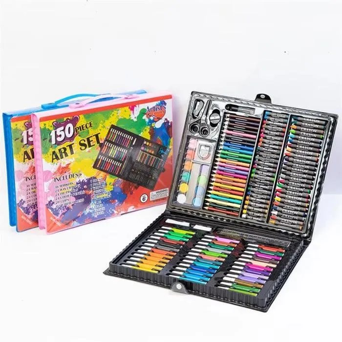 150PCS Art Set / Crayon Anak Set Koper / Full Set Alat Lukis Anak Cat Krayon Pensil Warna Isi 150 PCS