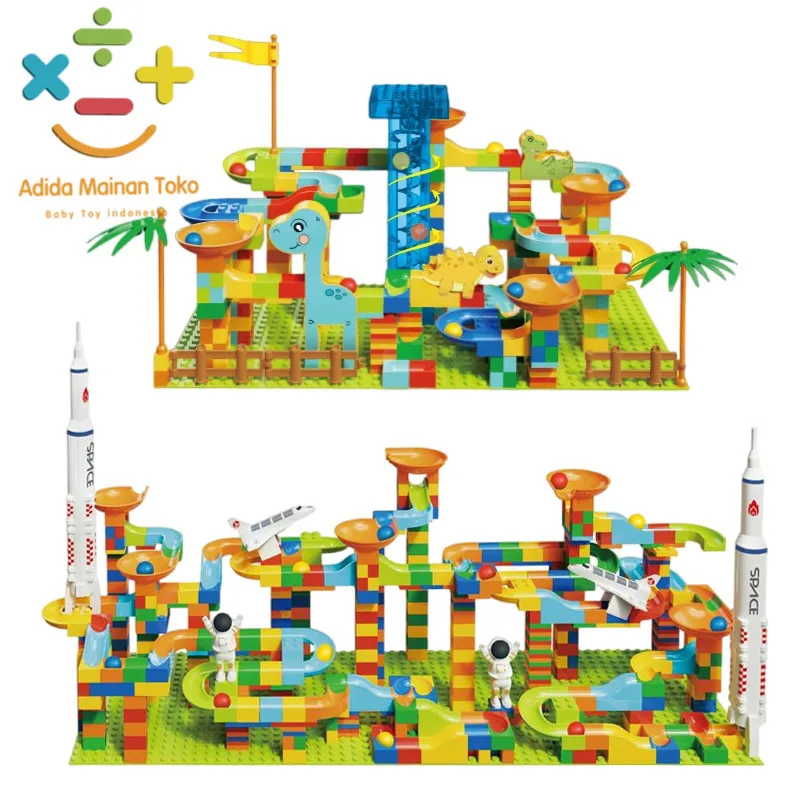 Adida Toys 336Pcs Mainan Building Brick Edukasi Anak Marble Run Race Maze Block Balok Susun Track Slide Ball