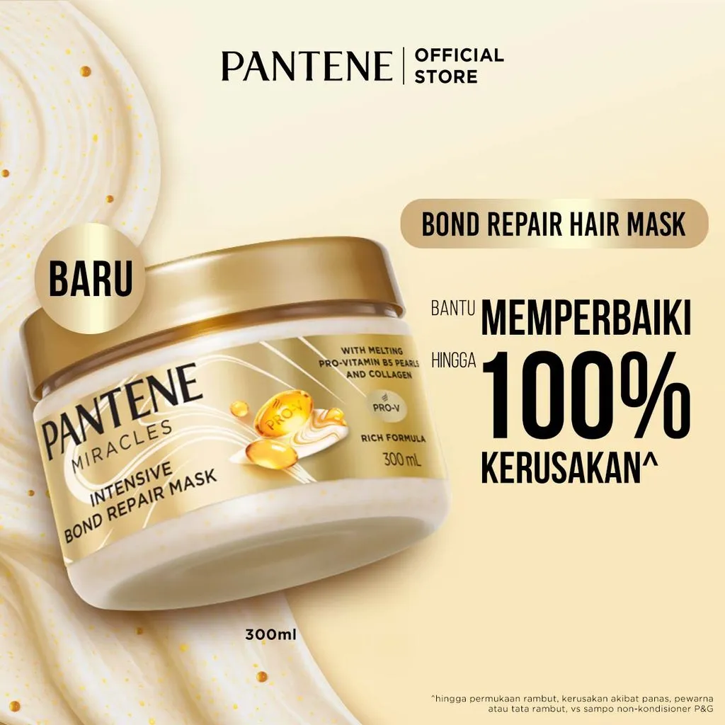 [PRODUK BARU] PANTENE Miracles Intensive Bond Repair Hair Mask 300ml | Perbaikan Intensif untuk Rambut Rusak dan Kering.