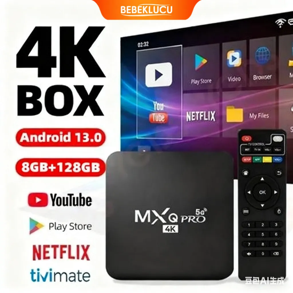 Bebeklucu 2026 Model Baru TV Jaringan 4K Android 13.1 Set-Top Box TV 8GB + 128GB Dual-Band WiFi 2.4GHz + 5GHz
