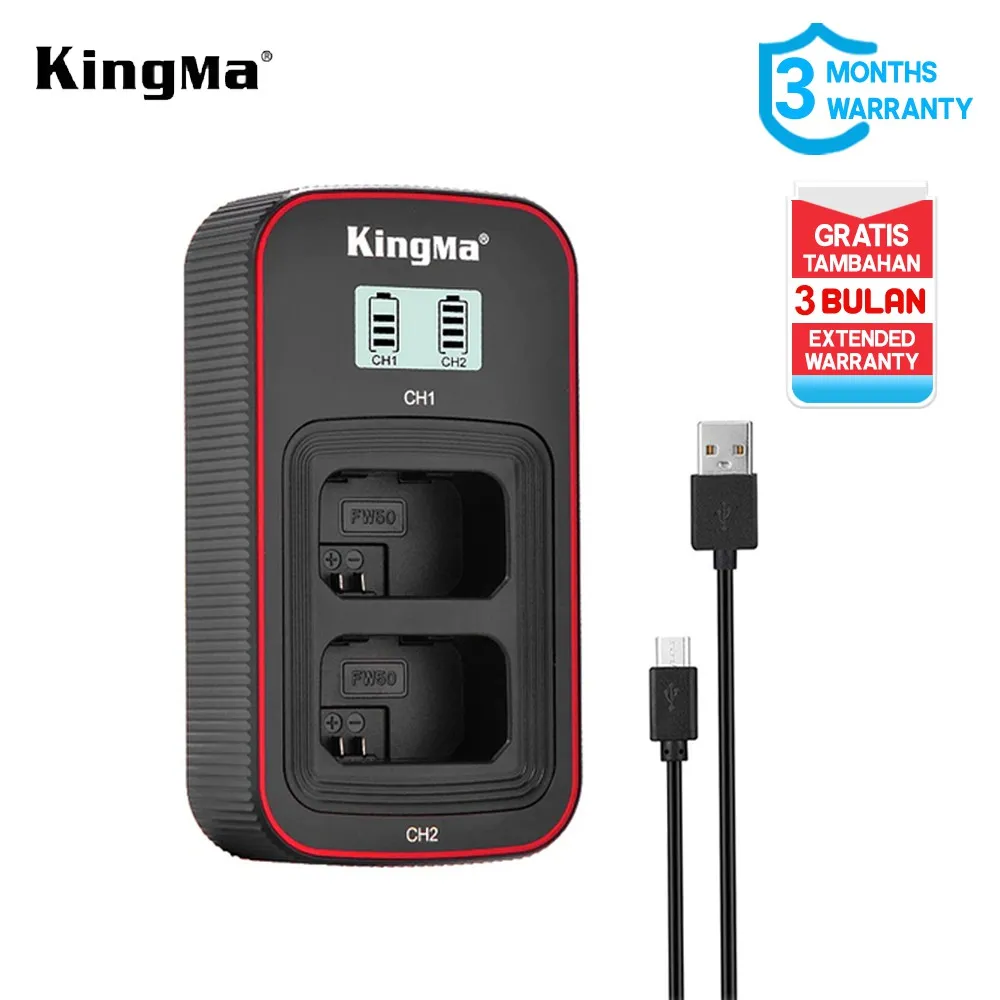 KINGMA Dual Charger Sony NP-FW50 Quick Charge - Lcd Display