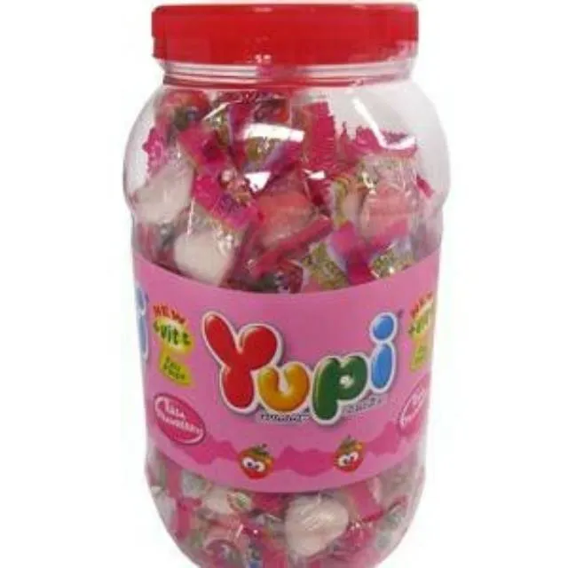 yupi strawberry toples / jar 300gr yupi kiss