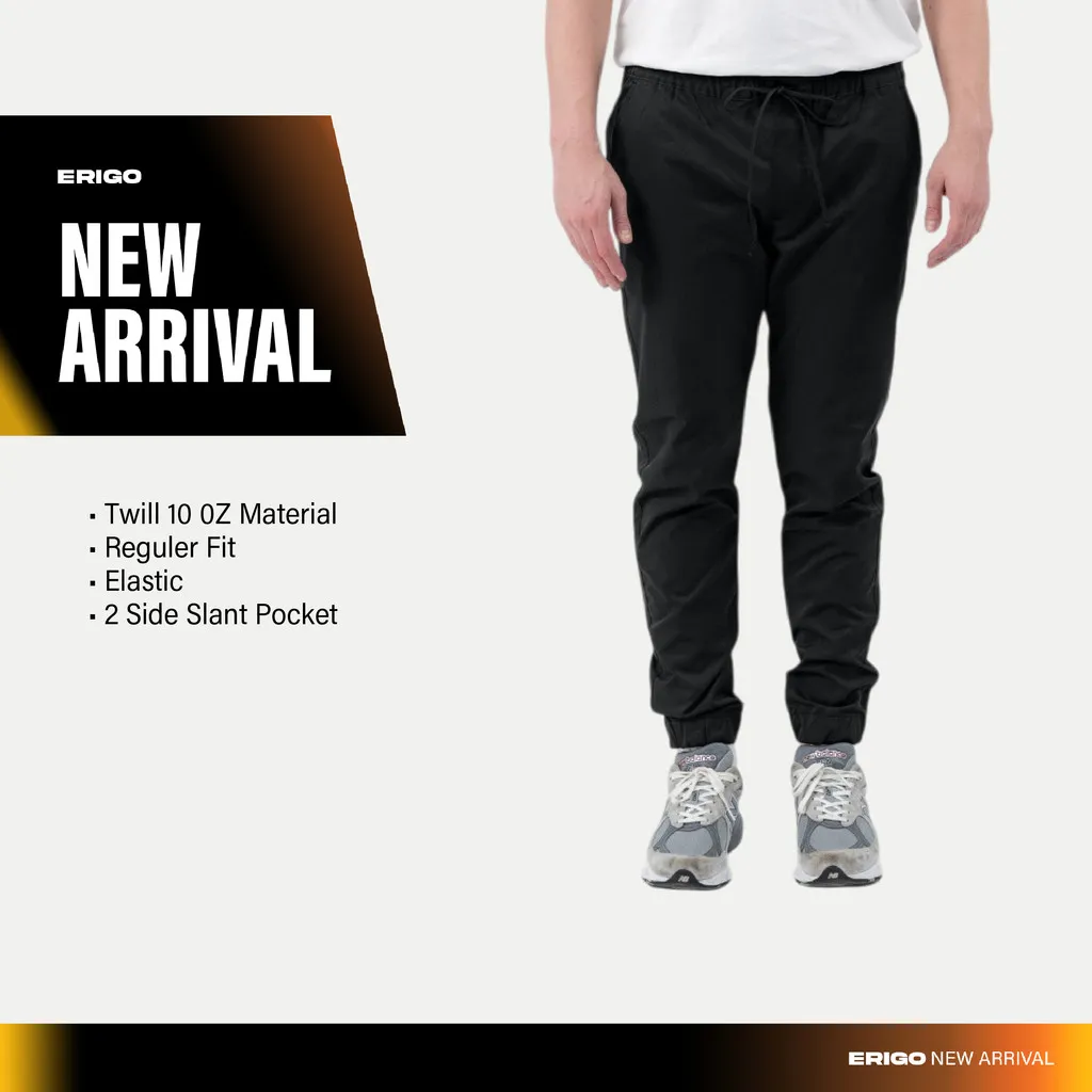 Erigo Jogger Pants Flexi Fit Gaus Black - Celana Panjang Jogger Unisex