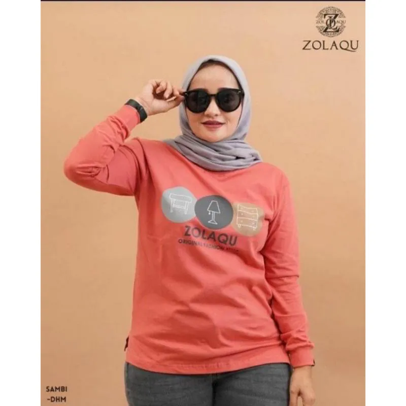 Atasan Zolaqu Original/Kaos Wanita Combed Tebal Halus/Kaos Distro Wanita Full Size/Atasan Jumbo Premium