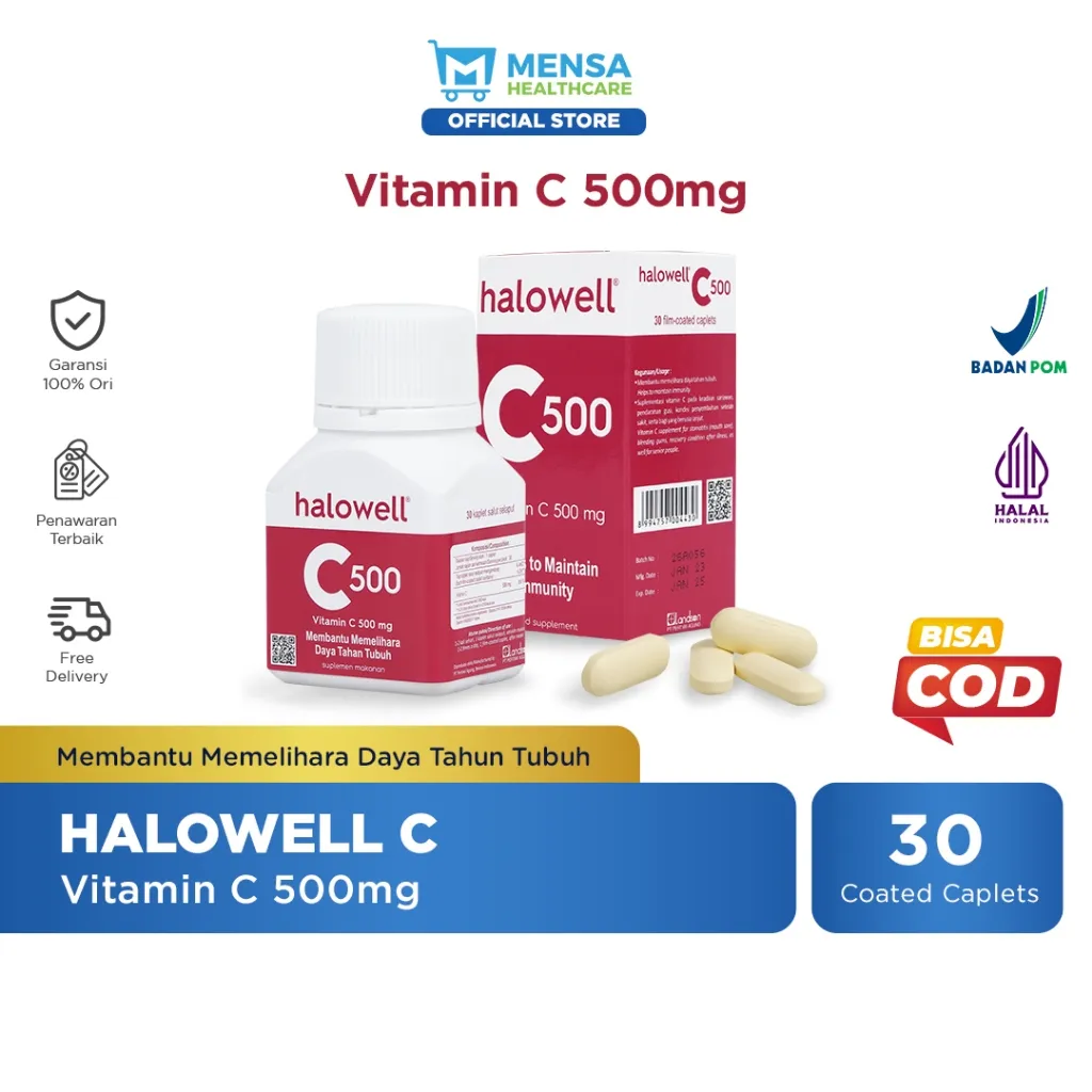 [Bundle Hemat] Halowell Vitamin C 500mg (Suplemen Kesehatan / Menjaga Kesehatan / VitaminC / Vit C)