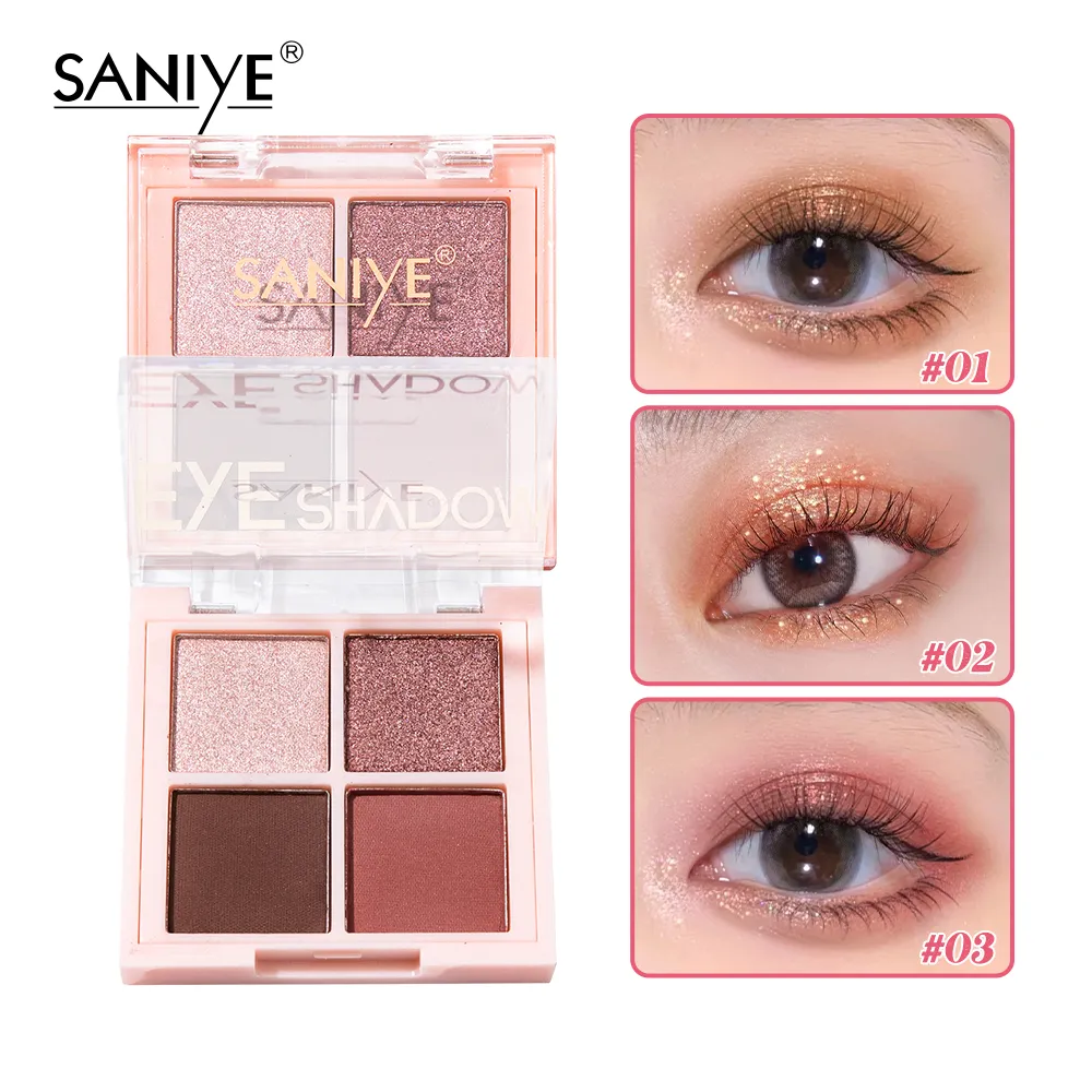 SANIYE 4 Warna Glitter Eyeshadow Palette Waterproof Sweet Alis Makeup Palet Eyeshadow  E0435