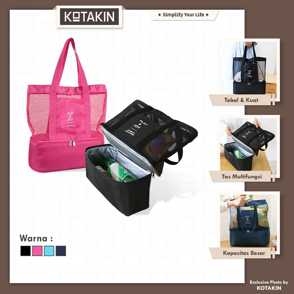 KOTAKIN Tas Renang Multifungsi Anti Air Waterproof Besar Totebag Olahraga Gym Fitness Travel Sport PIknik 2 Layer Lapis Double