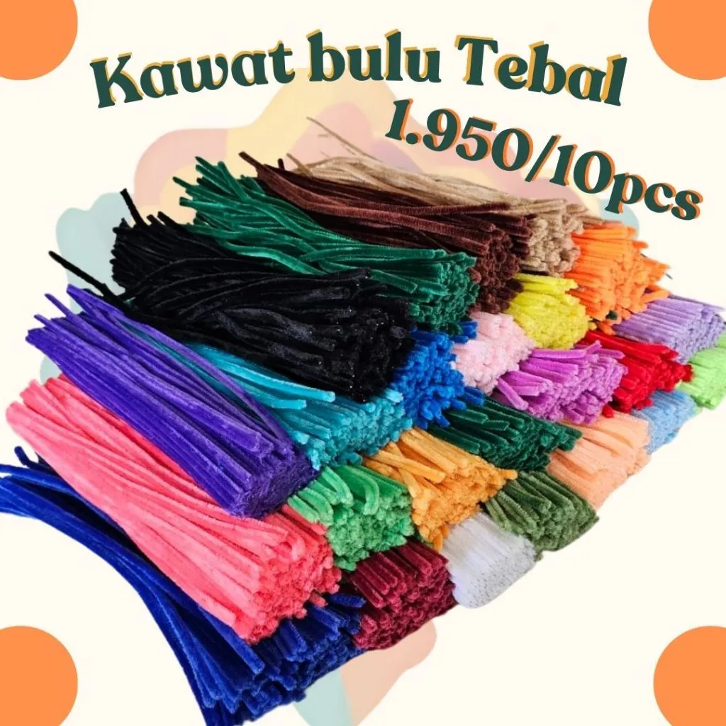 10pcs Kawat Bulu Mercy Warna-Warni 30cm untuk Kerajinan & Dekorasi Buket