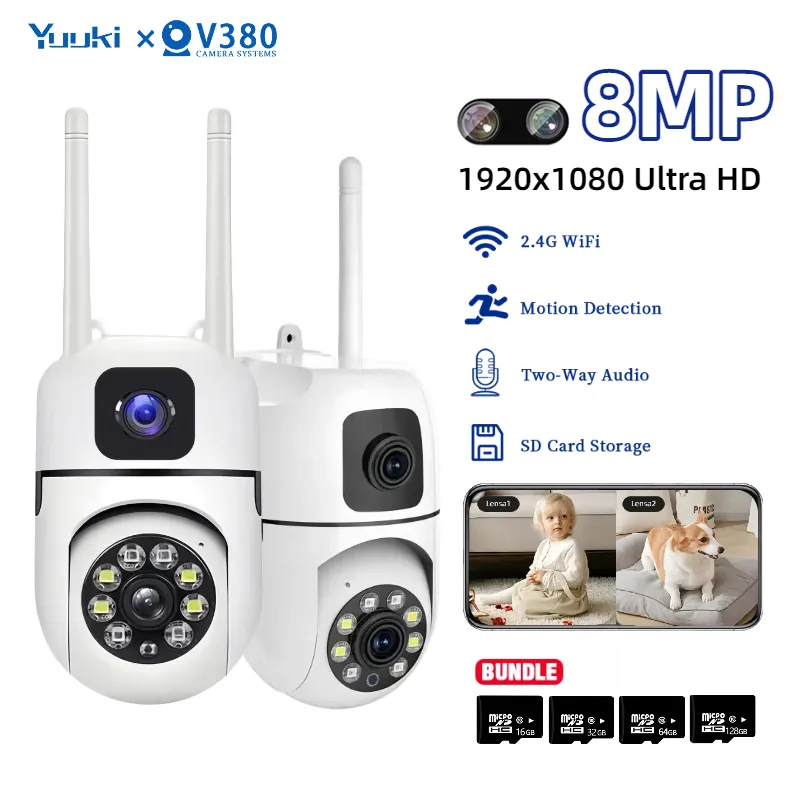 V380 Pro Outdoor Dual Lens CCTV HD 8MP Wifi 360° Motion Detect Two-Way Voice Auto Tracking IP Kamera