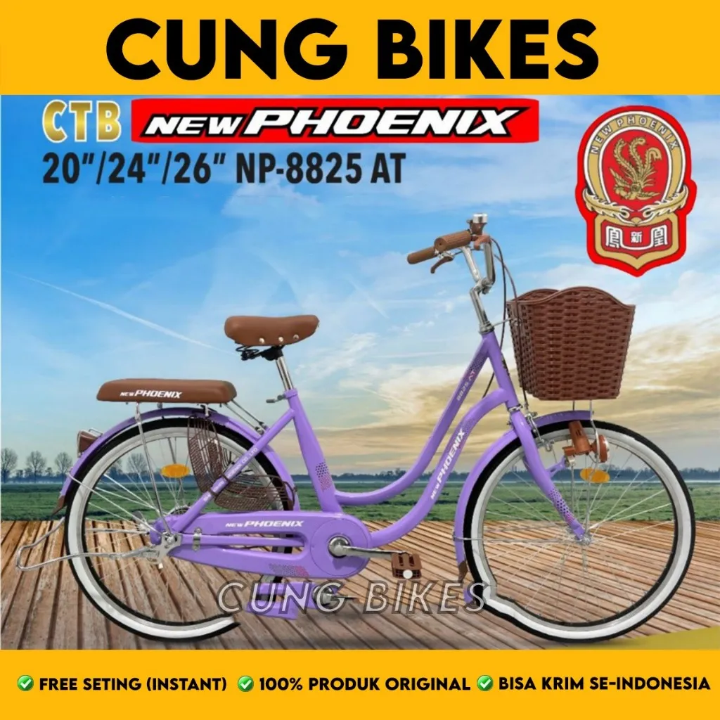 Sepeda Mini PHOENIX NP 8825 8875/ATLANTIS 2025 Untuk Dewasa Keranjang Ukuran 20 24 26 Inch Boncengan