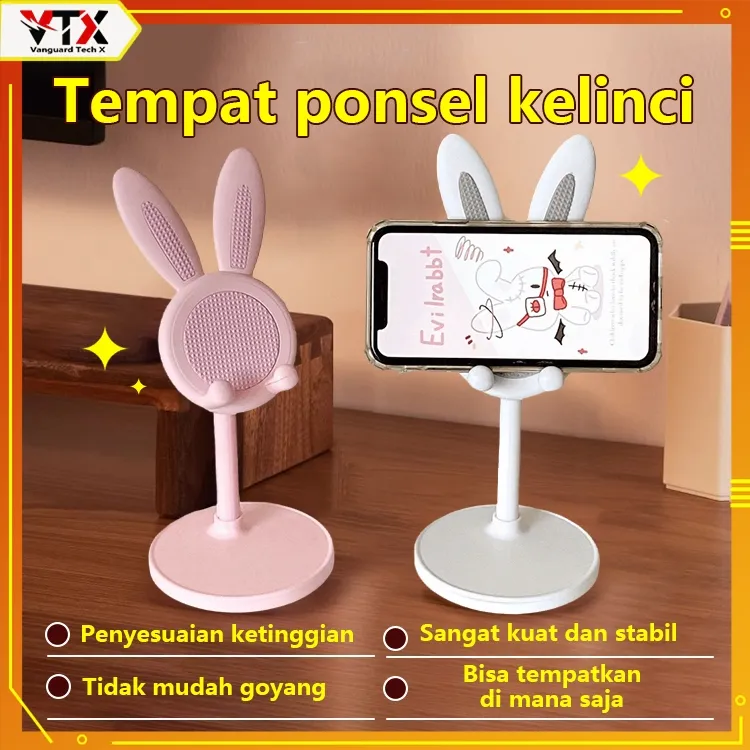 VTX Stand Holder Rabbit HL-218 HLD77/Stand Holder HP Universal Karakter Rabbit Holder Folding HD45, Rabbit Phone Holder HP Model Kelinci Penyangga Dudukan HP Lucu - HOLDER PHONE