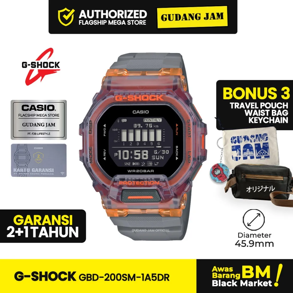Jam Tangan G-shock G-Squad GBD-200SM-1A5DR Black Digital