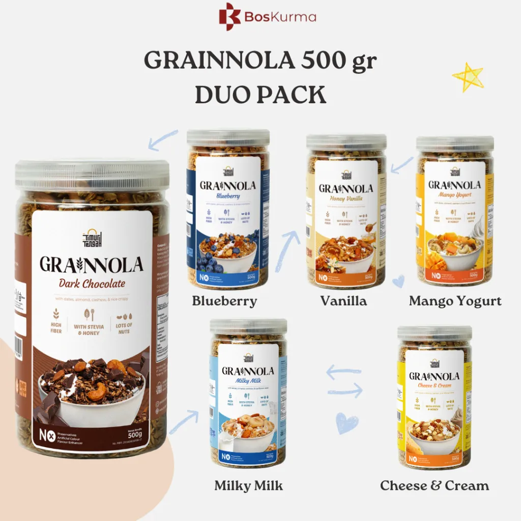 [PAKET 2] Grainnola 500 gr isi 2 Granola Timur Tengah 1 kg Sereal Sarapan