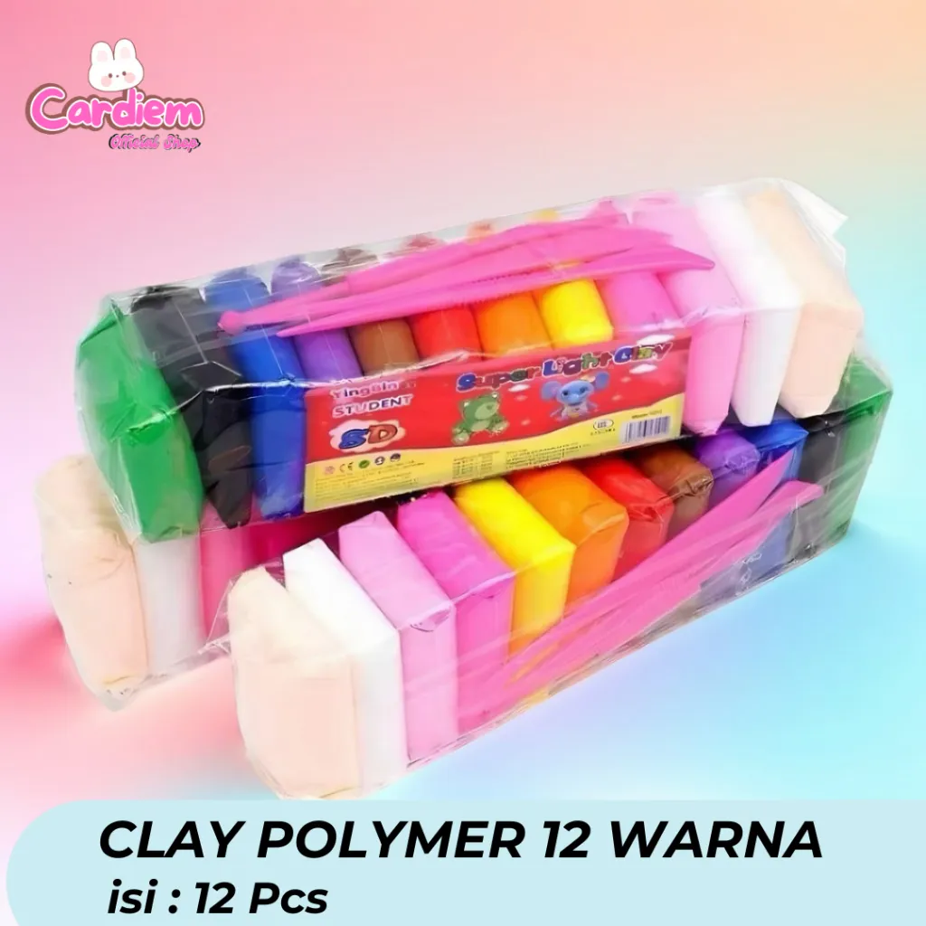 Clay Mainan Anak Isi 12 Pcs Clay Polymer 12 Warna Mainan Lilin Platisin UltraLight Clay Clay Slime