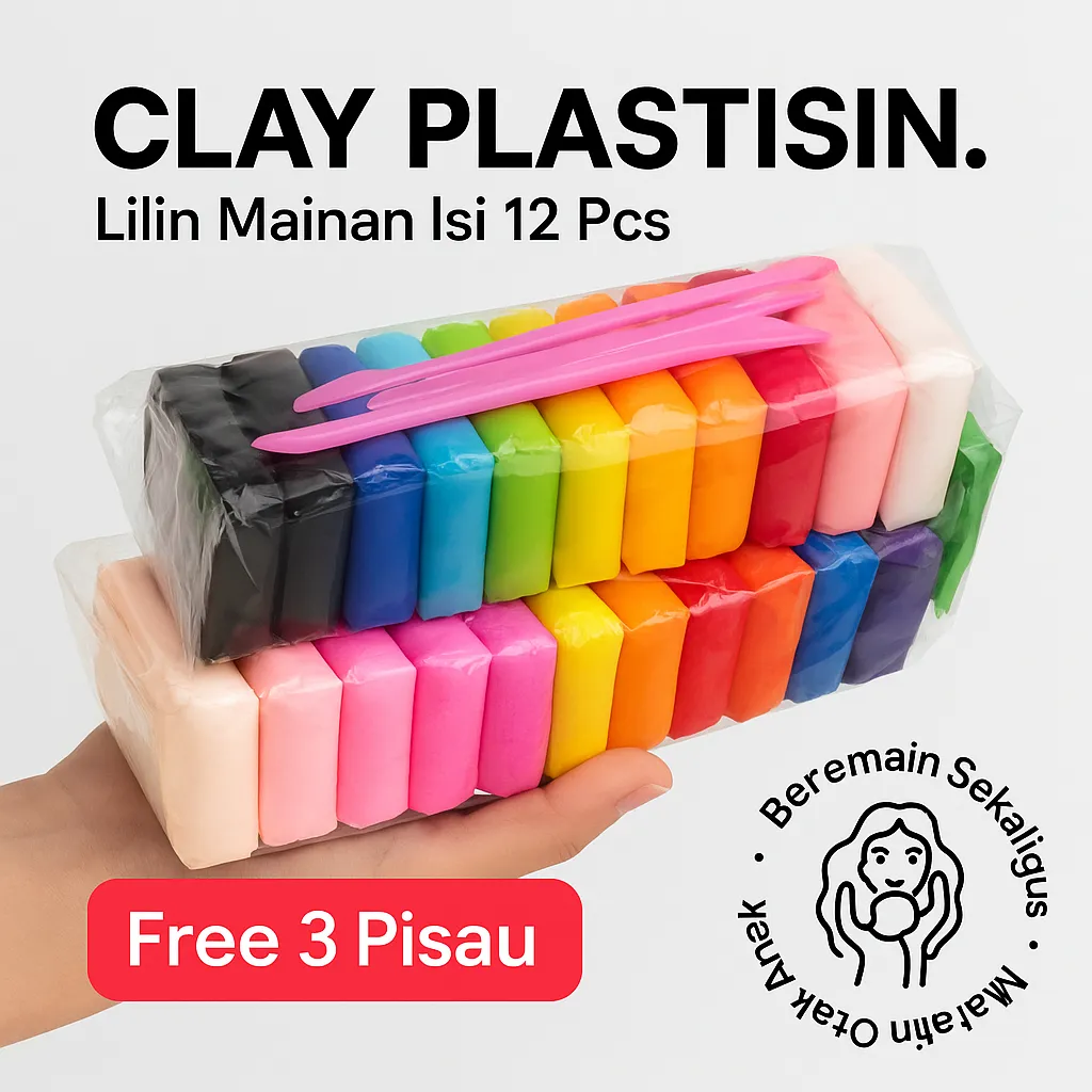 Mainan Clay Plastisin isi 12 Warna Clay Dough Magic Polymer