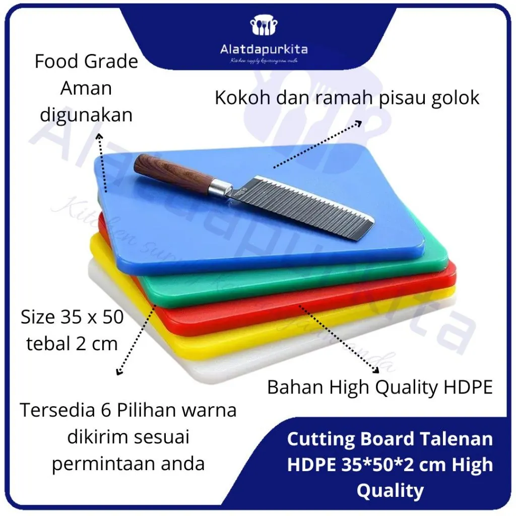Talenan Cutting Choping Board Papan Iris Daging Tulang Karkas Sayur Buah Material HDPE Tebal 2 cm  Ukuran 35 x 50 x 2 cm Food Grade High Quality Endurance