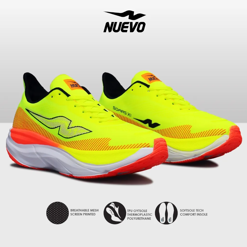 NUEVO - Sepatu Lari Pria Soars XI Hijau Lime Sneakers Lari Olahraga Jogging Cowok Ringan Empuk