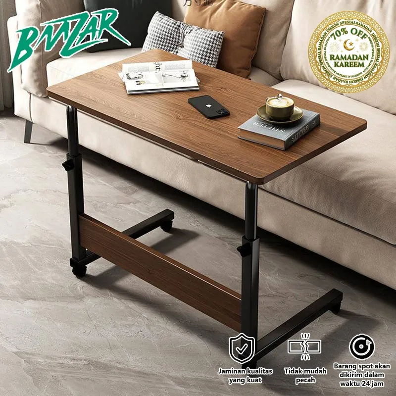 BMZAR Meja Laptop Lipat Adjustable Dengan Roda Meja Laptop Roda Meja Kerja Adjustable Meja Belajar Portable