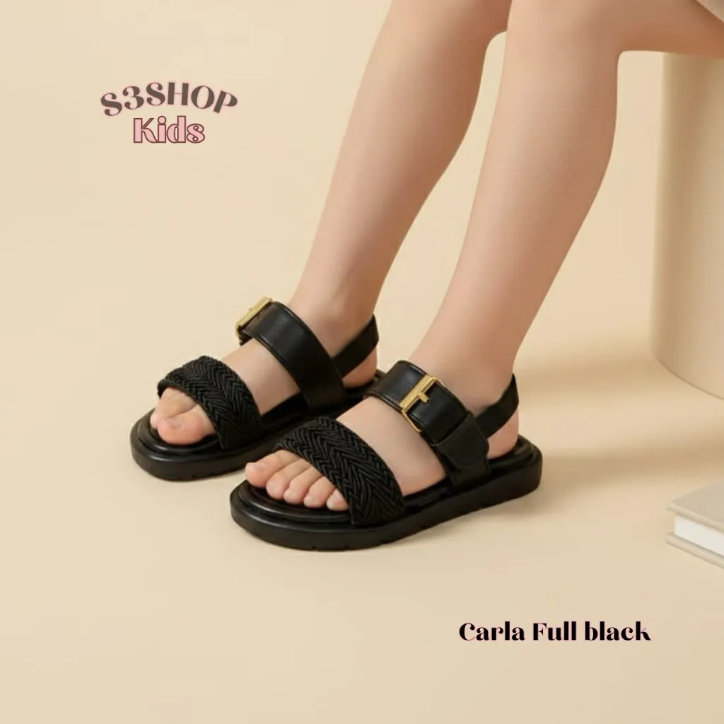 S3SHOP Carla kids Size 22 - 35 sandal tali belakang anak perempuan slip on flat lucu