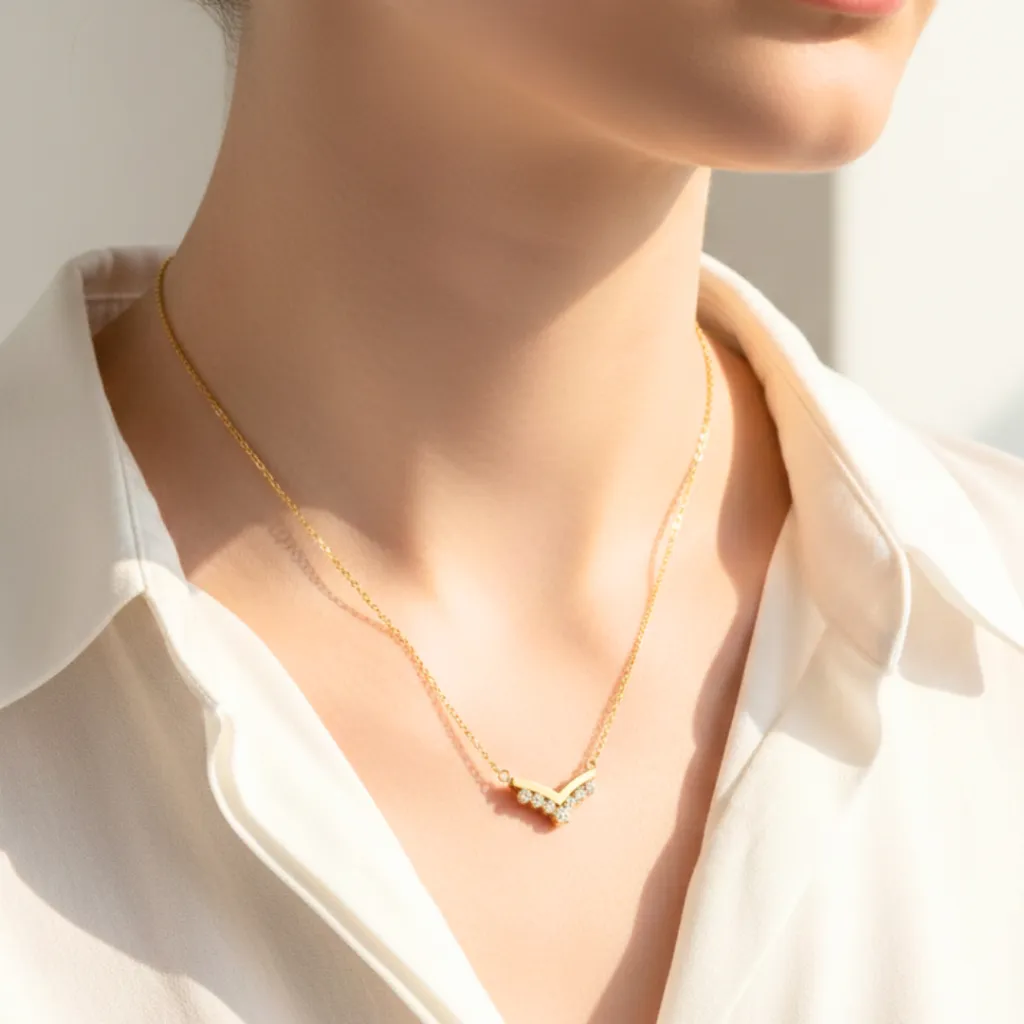 K425 Kalung Model Baru 2026 Permata Vuji Titanium Wanita Korean Style Lapis Emas 18KGP • Anti Karat Anti Luntur • Fashion Jewelry • Kalung Aesthetic • Kalung Minimalis • Kalung Cantik • Kalung Elegant • Aksesoris Perhiasan Wanita