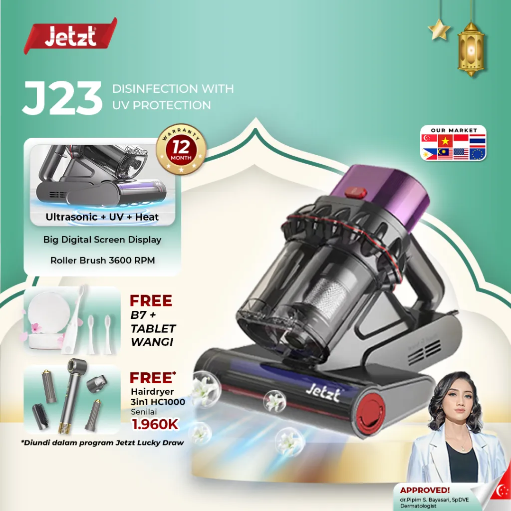 JETZT J23 Ultrasonic UV Anti-mite Bed Vacuum Cleaner Sterilization Mattress Sofa Penyedot Debu ​Dust Mite Vacum Debu Tungau