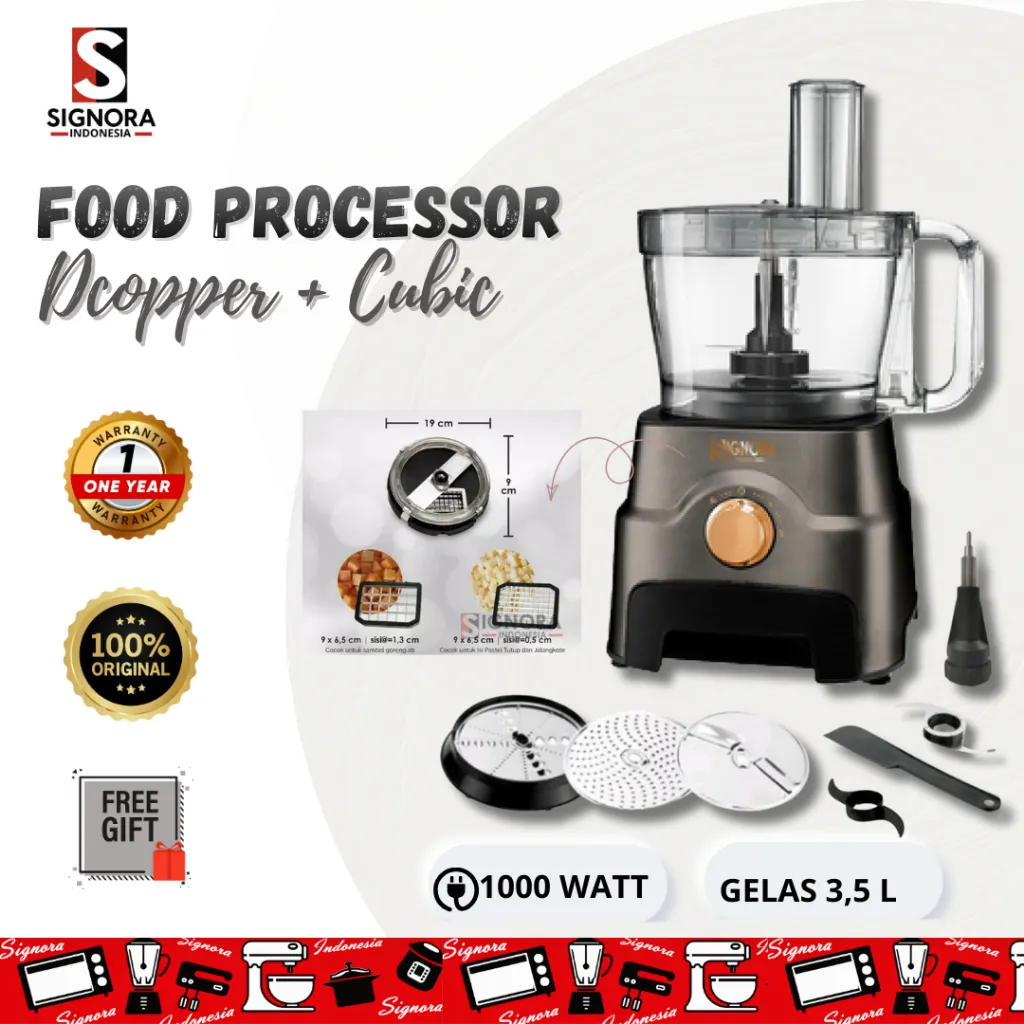 New Food Processor DCopper Plus Cubic Cutter Signora