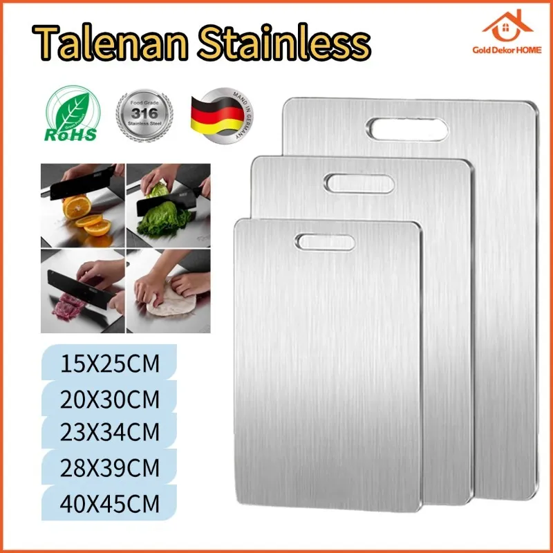 Gold Dekor Talenan Stainless Steel 316 Bahan Food Grade 316 Anti Karat & Anti Bakteri Permukaan Higienis dan Awet
