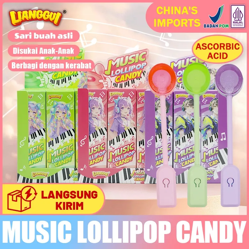 Lianggui Lolipop Musik 3 Rasa HALAL - Apel Hijau Anggur Stroberi Mainan & Cemilan Anak Unik